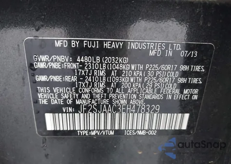 2014 Subaru Forester 2.5I from USA, damaged, VIN JF2SJAAC3EH478329